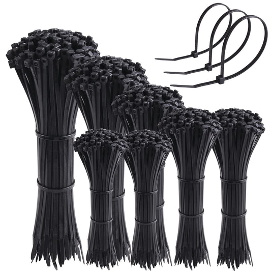 DTOL Cable Ties Assorted Sizes 4+6+8+10+12 Inch Zipties Heavy Duty Plastic Wire Ties UV Resistant Zip Ties Assortment Small Zip Tie Wraps Cord