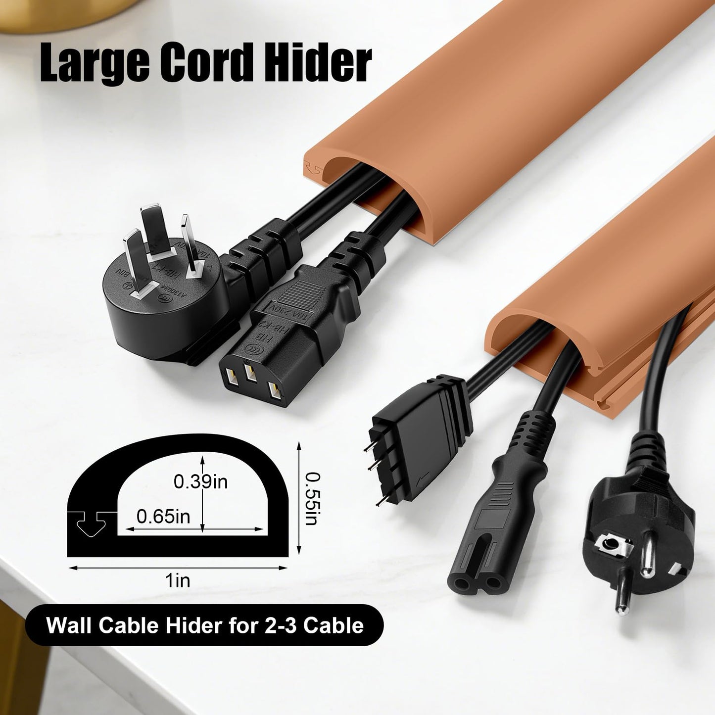 Wall Cord Hider, Flexible Self-Adhesive Wire Cover, Side-Open Cable Raceway for Cords on Wall, Cord Concealer for Mounted TV, Home Theater & Office