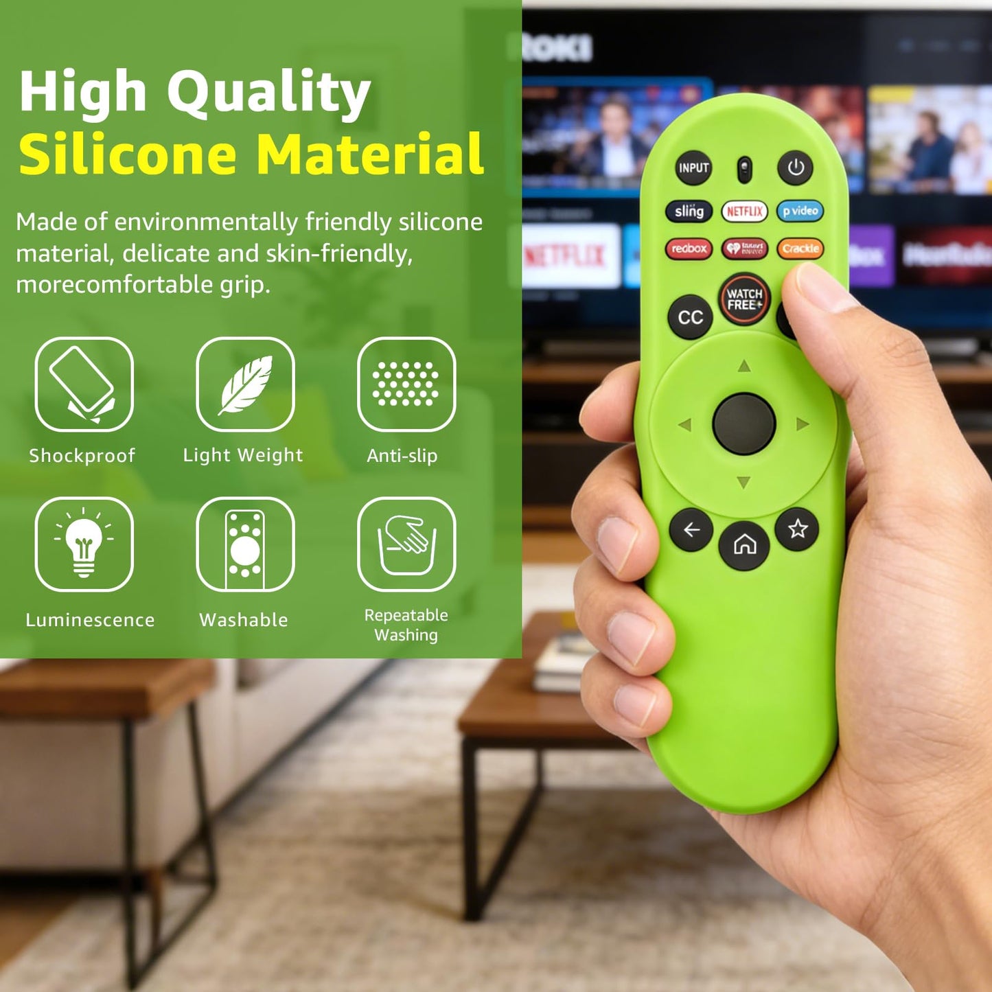 [2Pack] Climberer Cover for VIZIO XRT270,Smart TV Remote Control Replacement Glow in Dark Protective Skin Case - Blue & Green (XRT270)
