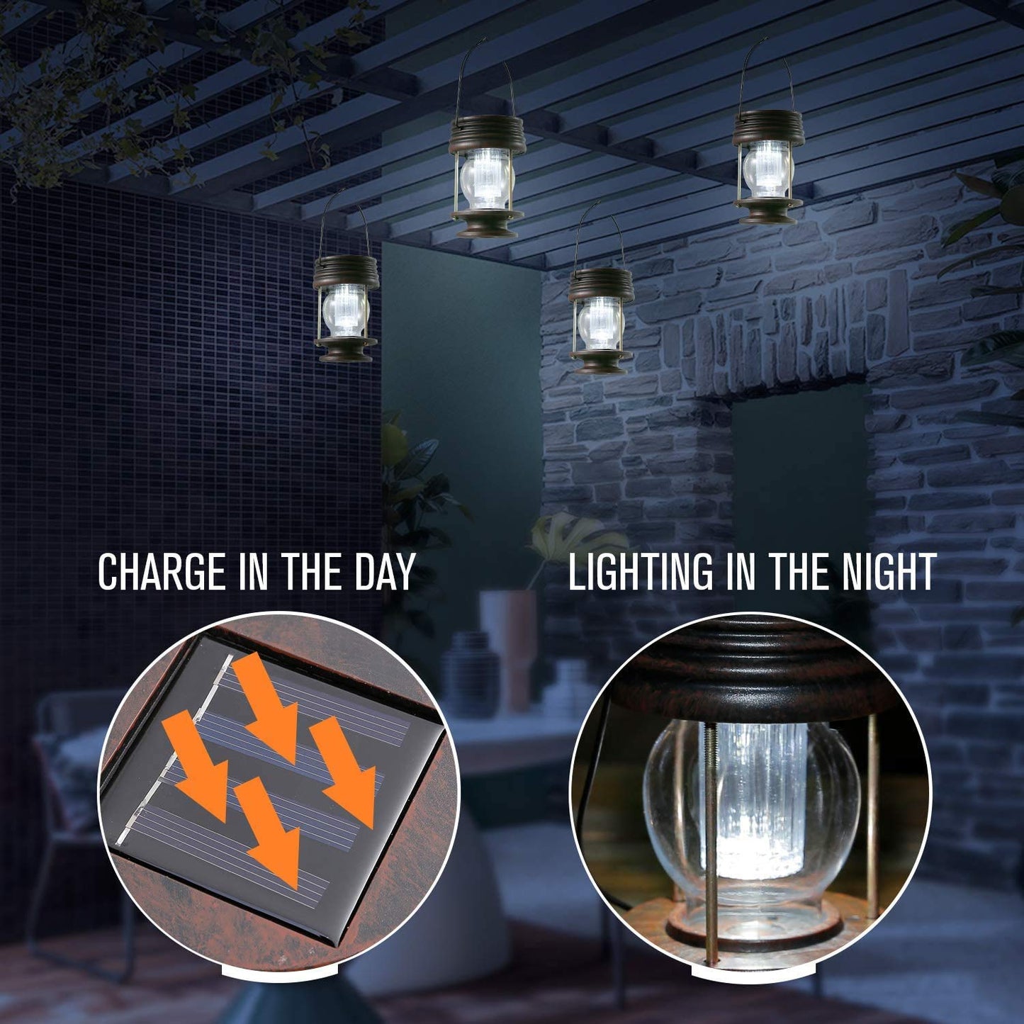 pearlstar Solar Lanterns Outdoor Hanging Solar Lights with Handle for Pathway Yard Patio Garden Decoration, Waterproof Outside Solar Table Lamp,2 Pack