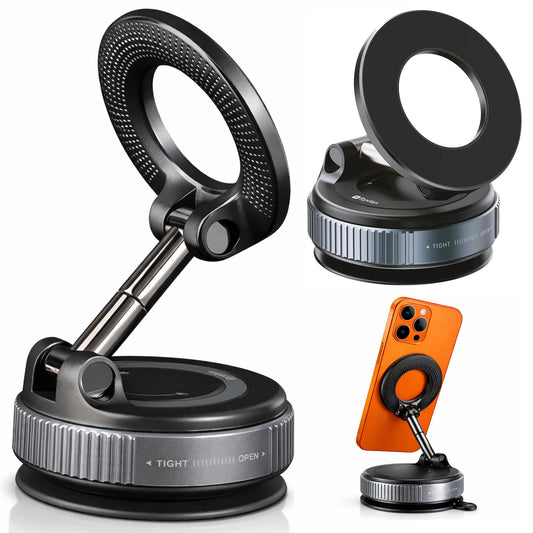 Ryvlan Carmount Vacuum Magnetic Phone Mount for Car- Magsafe Suction iPhone Stand, Content Creator Phone Holder & Car Mount, iPhone Holder