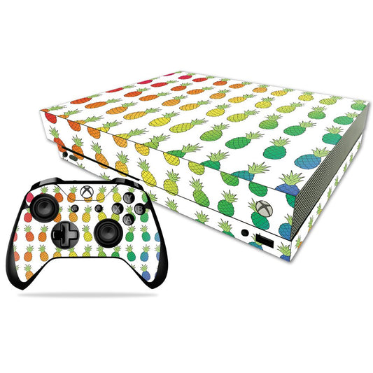 MightySkins Skin Compatible with Microsoft Xbox One X - Rainbow Pineapples | Protective, Durable, and Unique Vinyl Decal wrap Cover | Easy to Apply