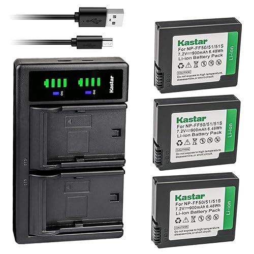 Kastar 3-Pack NP-FF50 Battery and LTD2 USB Charger Compatible with Sony DCR-PC106, DCR-PC106E, DCR-PC107, DCR-PC107E, DCR-IP1, DCR-IP1E, DCR-IP1K