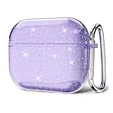 Svanove for Airpods 4 Case Clear Glitter, Sparkly Bling Girly Cute Airpods 4th Generation Case with Keychain, Hard Shell Y2k Trendy Aesthetic Shiny