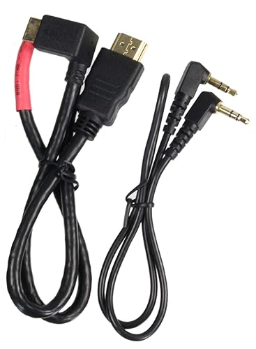 ALZO DSLR Audio and Video Right Angle Short Cord Cables Kit Red for Canon 60D Compatible with HDMI