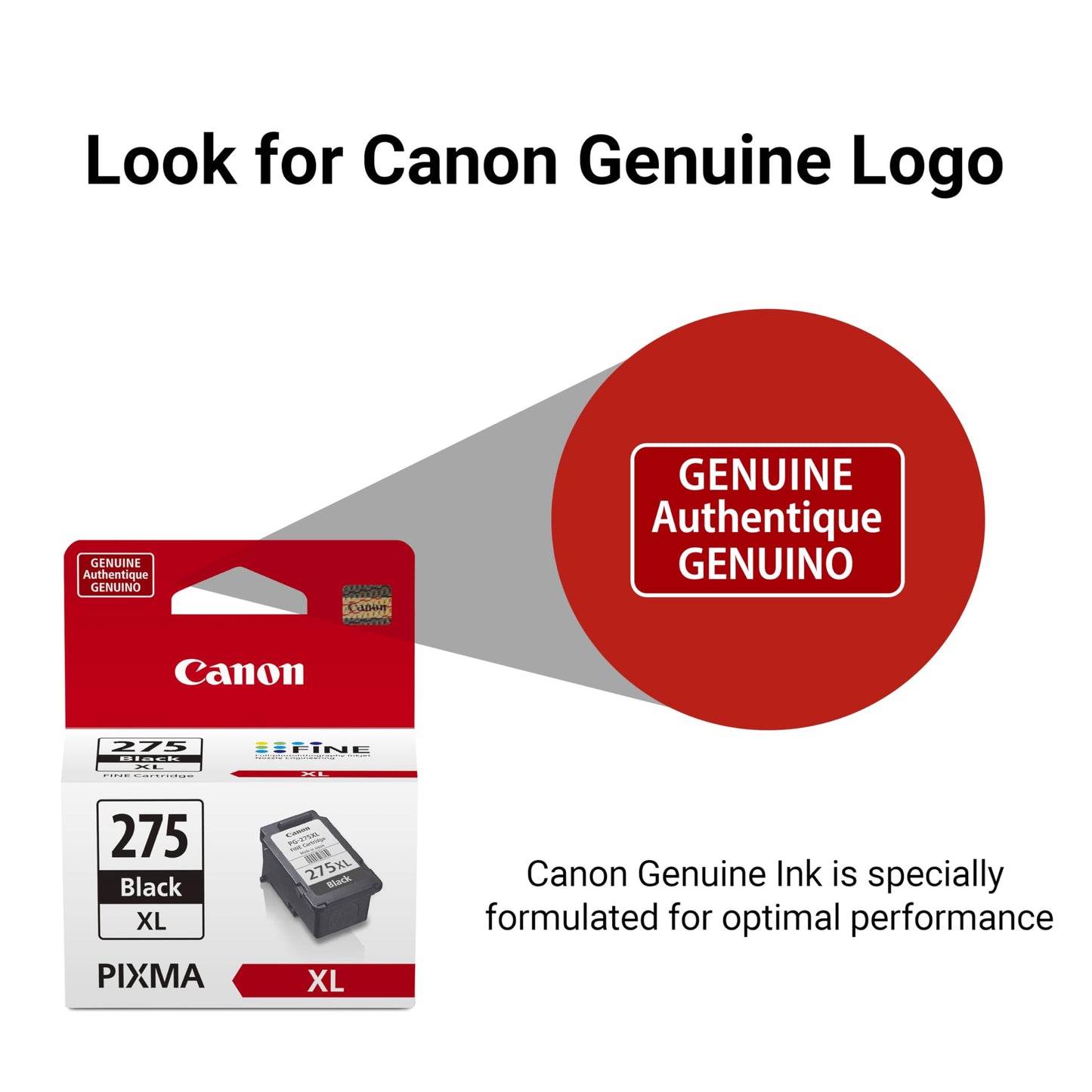 Canon PG-275 XL Genuine Black Ink Cartridge, Compatible with TS3520/3522, TR4720/4722, TR4723/TR4725