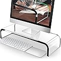 AboveTEK Acrylic Monitor Stand, Premium Large Monitor Riser 20 inch, Crystal Clear Acrylic Computer Stand Laptop Desk Stand for Home Office Printer TV