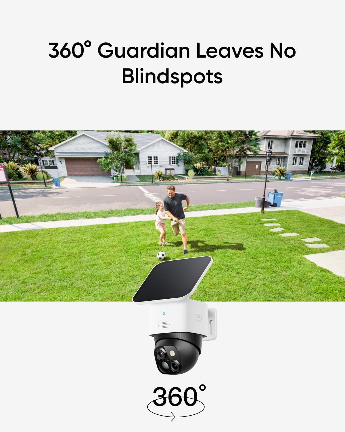 eufy Security SoloCam S340, Solar Security Camera, Wireless Outdoor Camera, 360 Degree Pan & Tilt Surveillance, No Blind Spots, 2.4 GHz Wi-Fi, No