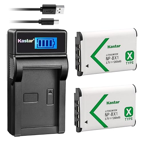Kastar Battery (X2) & LCD Slim USB Charger Replacement for Sony NP-BX1 Cyber-Shot DSC-HX50V HX300 RX1 RX1R RX100 RX100 II RX100M II RX100 III RX100M3
