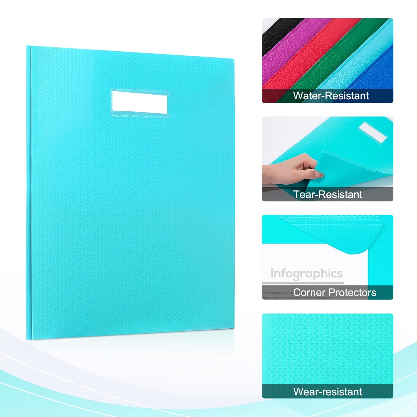 ViVin Plastic Folders with 3 Prongs,2 Pack,Heavy Duty 2-Pocket Folders with Fasteners Fits Letter Size Paper,Includes Labels,for School Home