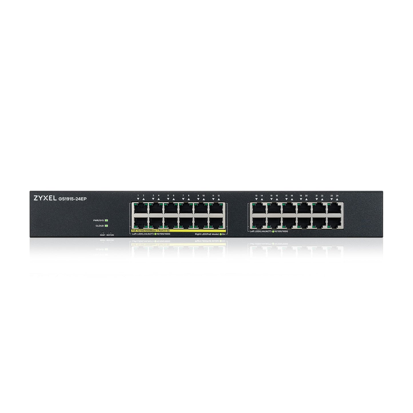 Zyxel 24 Port PoE Switch | Smart Managed | Gigabit Network Ethernet Switch | 12x GbE + 12x GbE PoE+ with 130W Budget | Rack Mount | Smart Fan