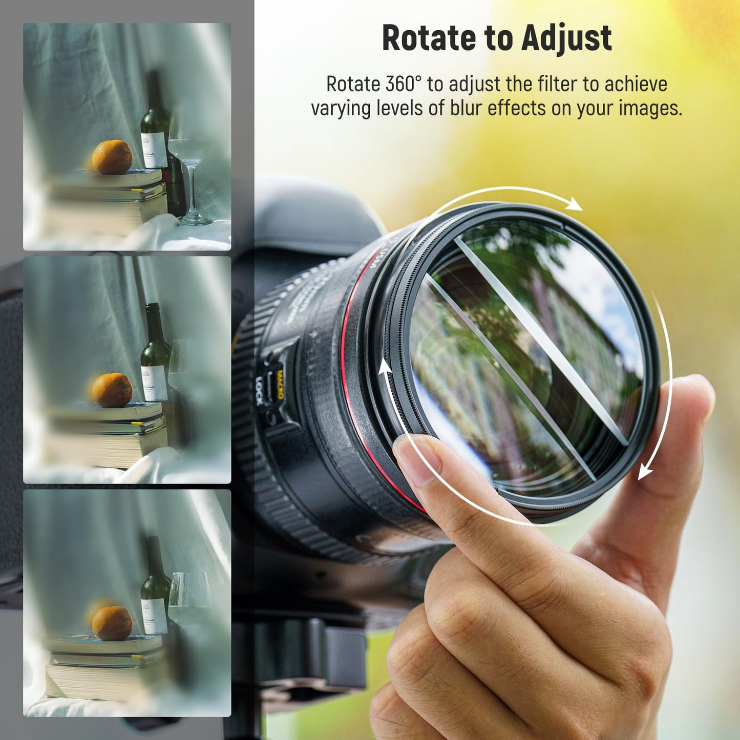 NEEWER 82mm Center Field Split Diopter Effect Filter, Camera Linear Prism K9 Optical Glass Filter with Aluminium Frame, Blurred Refraction Foreground