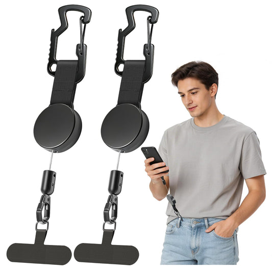 TRELC Anti-theft Phone Tether, Steel Retractable Phone Lanyard, Anti-drop & Anti Theft, Universal Anchor Fit iPhone, Cellphone Strap with Carabiner