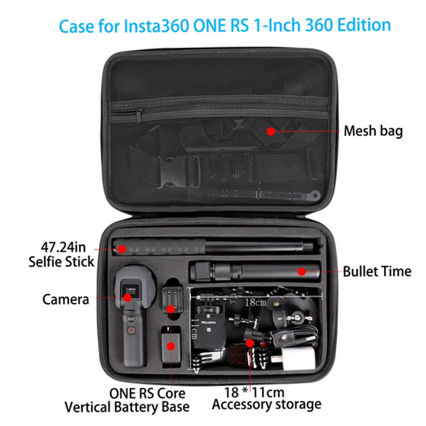 Honlyn Carrying Case Compatible with Insta360 ONE RS 1 inch,ONE RS 1-inch 360 Bag Accessories (Large Shoulder Bag)