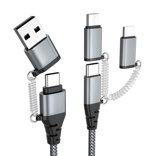 USB C Multi Fast Charging Cable PD 60W 3A Data Sync Nylon Braided Cord USB A/C to Type C/Micro/iPhone Adapter QC Fast Charging Compatible with iPhone