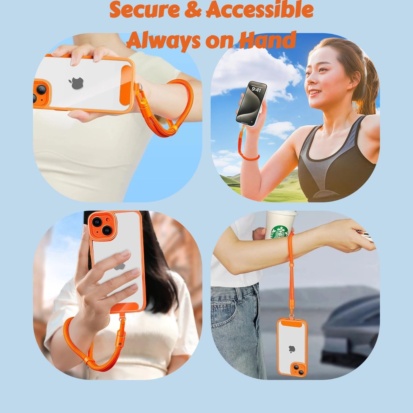 NUANJUYU Anti-Theft Phone Wrist Strap, 360° Rotatable with Adjustable Safety Lock & 2 Tabs, Secure Hand Phone Lanyard for Men Women?Purple?