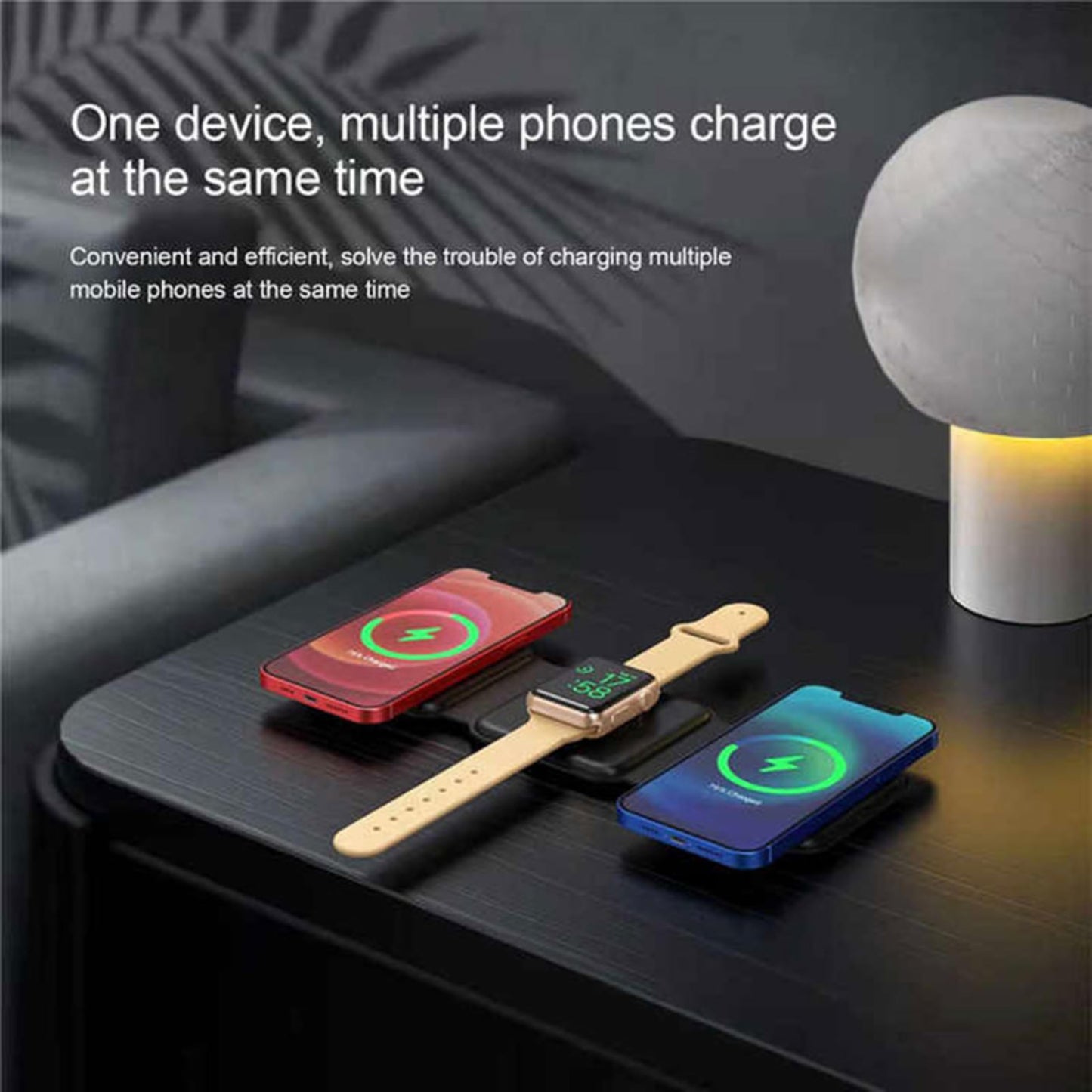 AA LLC Charging Station is Compatible with Apple Multiple Devices - 3 in 1 Foldable Magnetic Wireless Charger Dock-Travel Charging Pad for iPhone 16