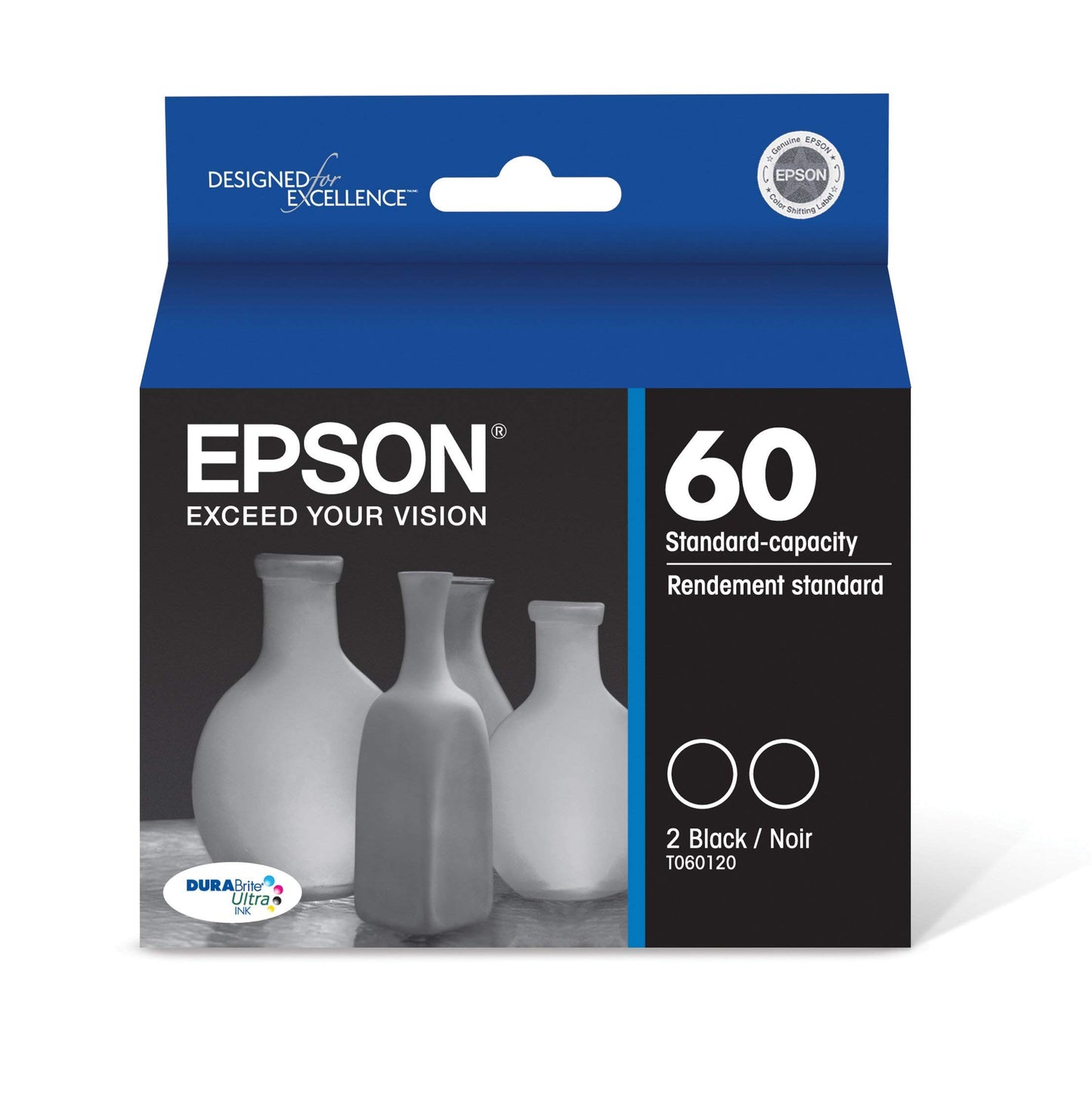 Epson 60 DURABrite Ultra Ink Standard Capacity Black Dual Cartridge Pack (T060120-D2) Works with Stylus C-68,88, 88+ and CX-3800, 3810, 4200, 4800