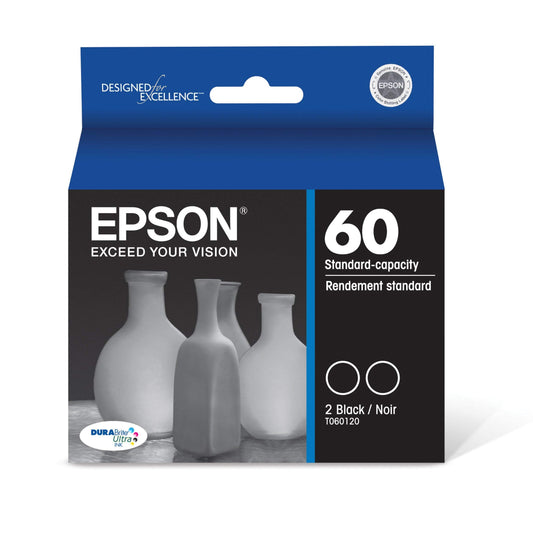Epson 60 DURABrite Ultra Ink Standard Capacity Black Dual Cartridge Pack (T060120-D2) Works with Stylus C-68,88, 88+ and CX-3800, 3810, 4200, 4800