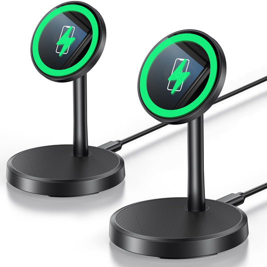 Xiauodo Magnetic Wireless Charger iPhone, 2 Pack 15W Fast Mag-Safe Charger Stand for iPhone 17/17 Air/17 Pro/17 Pro Max 16/15/14/13/12 Series