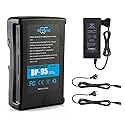 REYTRIC 95Wh(6600mAh) V Mount/V-Lock Battery with D-tap Output Charger and D-Tap Cable Compatible Video Camera Camcorder Broadcast LED Light