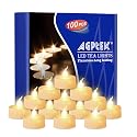 AGPTEK Tea Lights,100 Pack Flameless LED Candles Battery Operated Tealight Candles No Flicker Long Lasting Tealight for Wedding Holiday Party Home