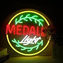 WonderfulLife Beer Light Neon Signs for Medalla in Bar Pub Club or Garage,Bright Led Light for Home Bar and Man Cave Decor,Wall Art Lighting