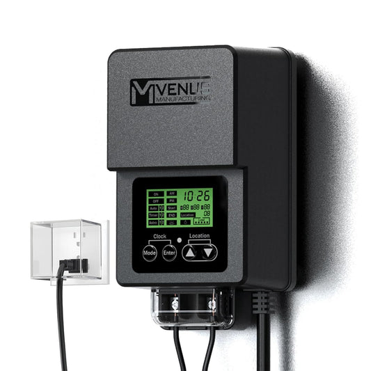 VENUS MANUFACTURING Outdoor Low Voltage Transformer 60W Landscape Lighting Transformer with Timer and Built-in Photo Sensor 120V AC to 12V AC for LED