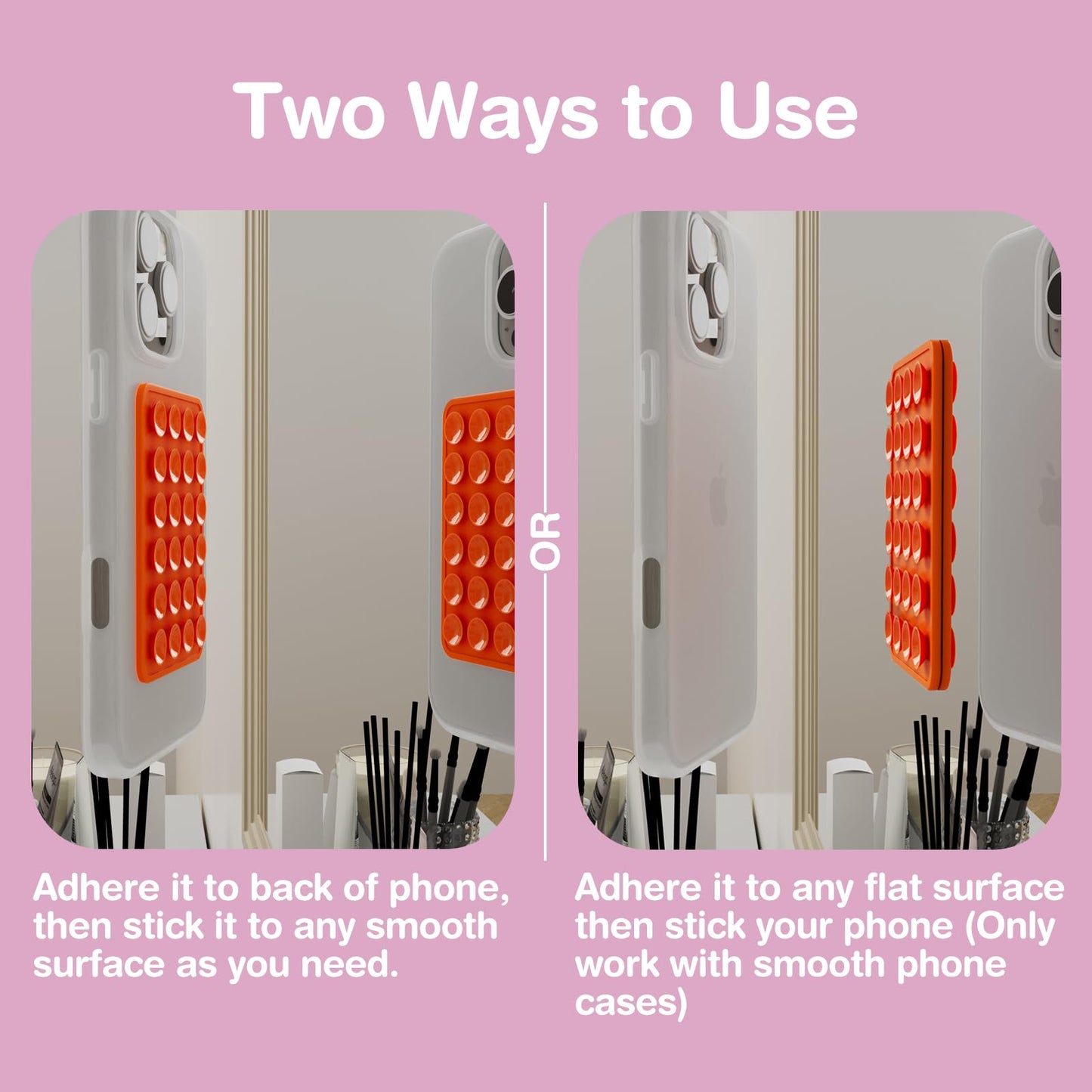 SEMBO Reusable & Restickable Nano Gel Silicone Sticky Suction Phone Grip with Removable Mounting Tape, Hands-Free Phone Accessories Holder for Selfies