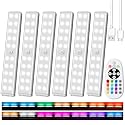 Under Cabinet Lighting Wireless with Remote, 48 LED Rechargeable Under Cabinet Lights, Kitchen Counter Lights Dimmable LED Closet Light RGB Bar
