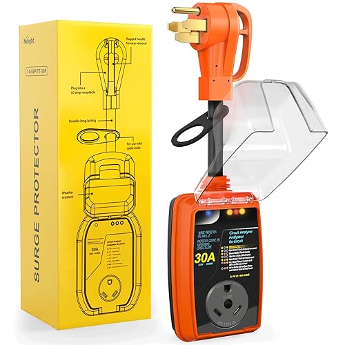 Nilight 50 to 30 Amp RV Surge Protector Power Adapter 4200 Joules Voltage Monitor 14-50P to TT-30R Converter 125V/3750W Waterproof Circuit Analyzer