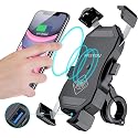 iMESTOU Motorcycle Wireless 15W Qi/USB Quick Charger 3.0 Phone Holder 2 in 1 Mount on 22-32mm Handlebar or Rear-View Mirror Fast Charging for 3.5-6.8