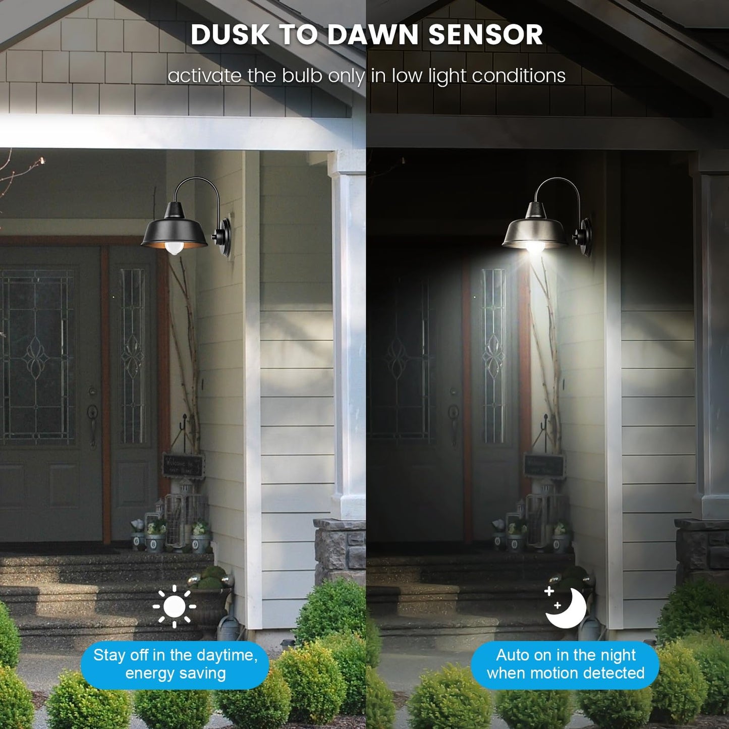 Aovpex Motion Sensor Light Bulbs, 13W(100W Equivalent) Movement Activated Dusk to Dawn Sensor LED Bulb, A19 E26 5000K Cool White Security Bulbs