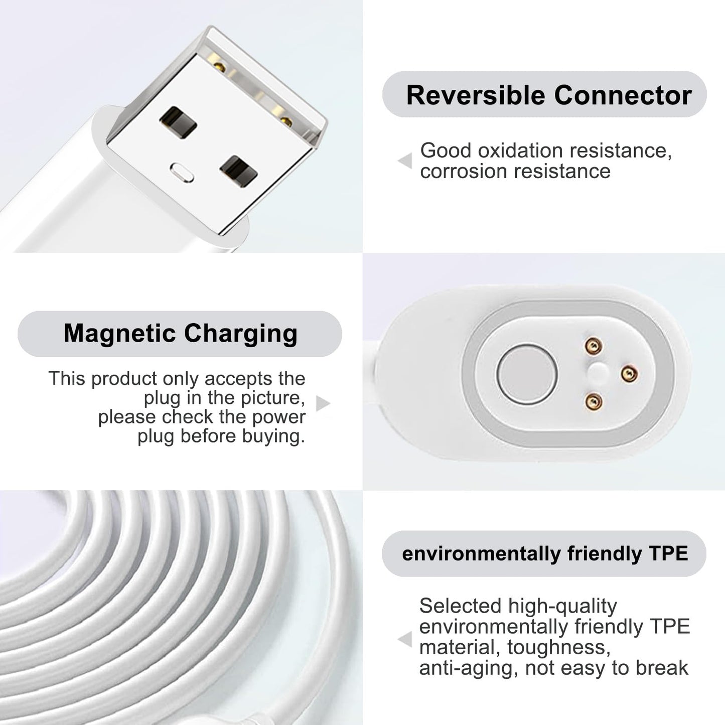 10ft Charging Cord Cable 2 Pack Magnetic Charger for Arlo Ultra 1 2 | Arlo Pro 3 4 5 2K Arlo Go 2 Indoor Outdoor Arlo Camera Charger Charging Cable