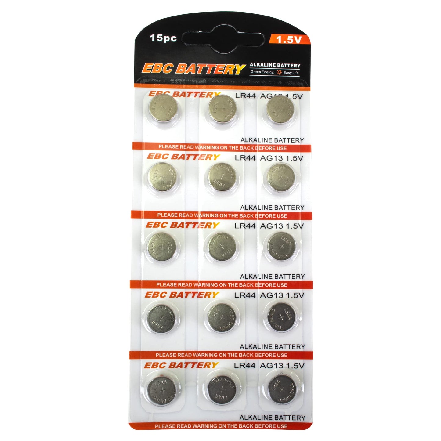 EBC Battery Multi-Pack LR44 AG13 Premium Alkaline 1.5 Volt Non Rechargeable Round Button Cell Batteries for Watches Clocks Remotes Games Controllers…