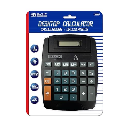 BAZIC Products Desktop Calculator 8-Digit with Adjustable Tilt Display, Big Buttons for Easy Input, Standard Basic Calculator for Home, Office