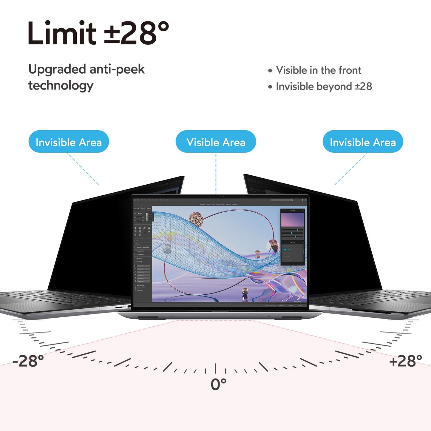 MOBDIK 15.6 Inch Laptop Privacy Screen Filter for 16:9 Aspect Ratio, Anti-Glare, Anti-Spy, UV Blocking - 2 Pack