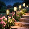 PASAMIC Solar Pathway Lights Outdoor, 24 Inch Tall Solar Landscape Lights, IP65 Waterproof Outdoor Lights, Warm White LED Solar Garden Lights for Yard