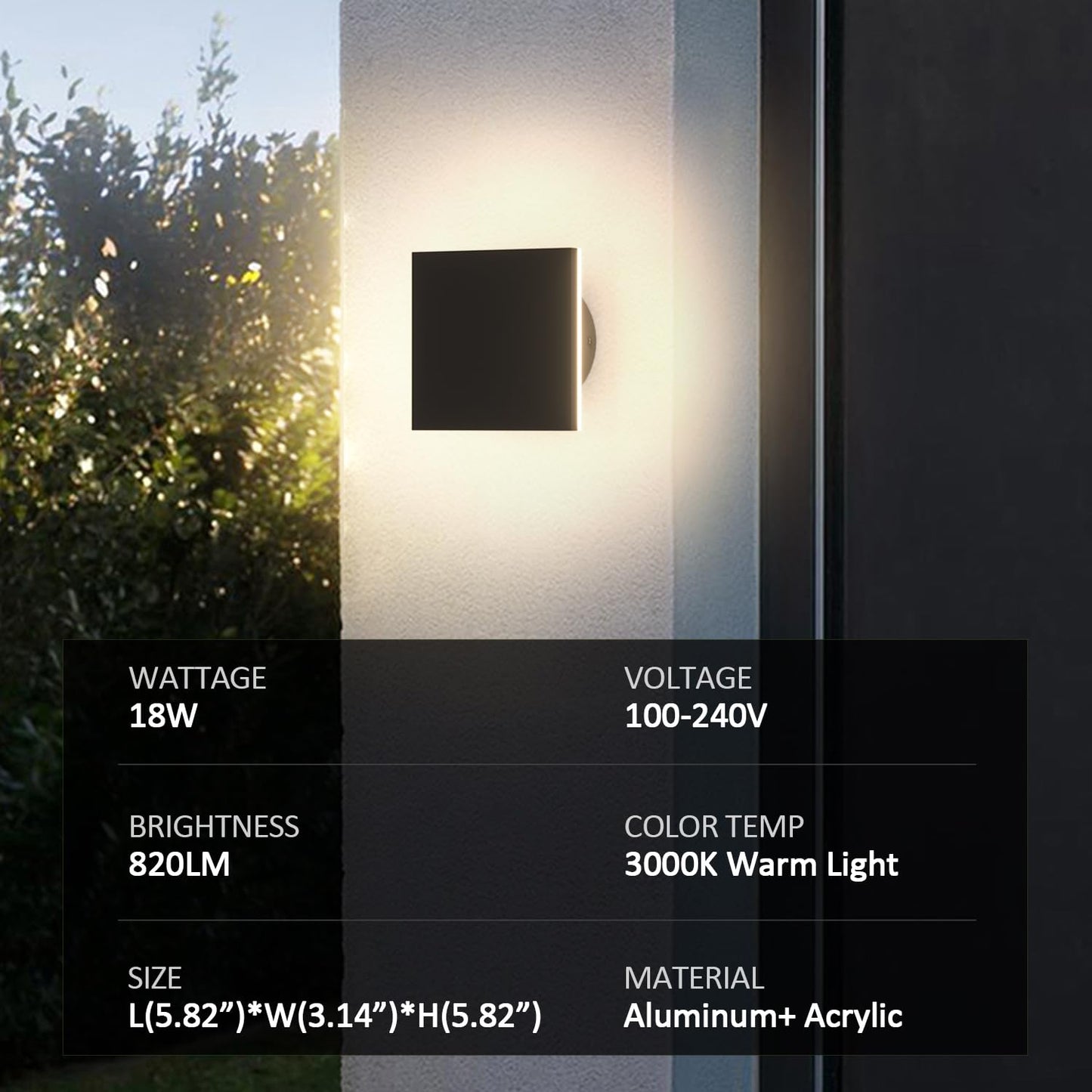 Aoceley 2 Packs LED Wall Light Outdoor Indoor Modern Wall Sconce Mini Wall Sconce Black Modern Outdoor Wall Lights Aluminum Porch Lights Outside Wall