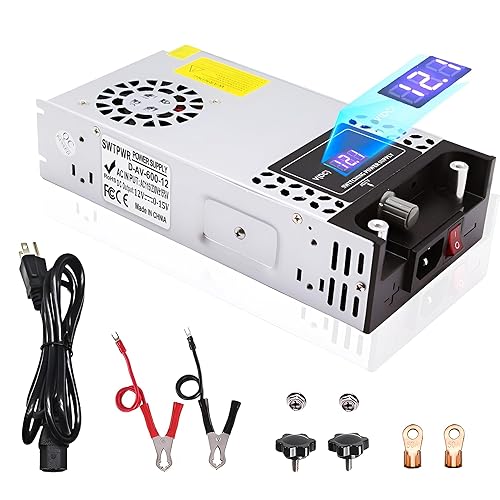 Adjustable Power Supply DC 0-12V 600W with LED Display 12V Power Supply Variable AC to DC Converter 110V to 12V Designed for LED Light Car Stereo…