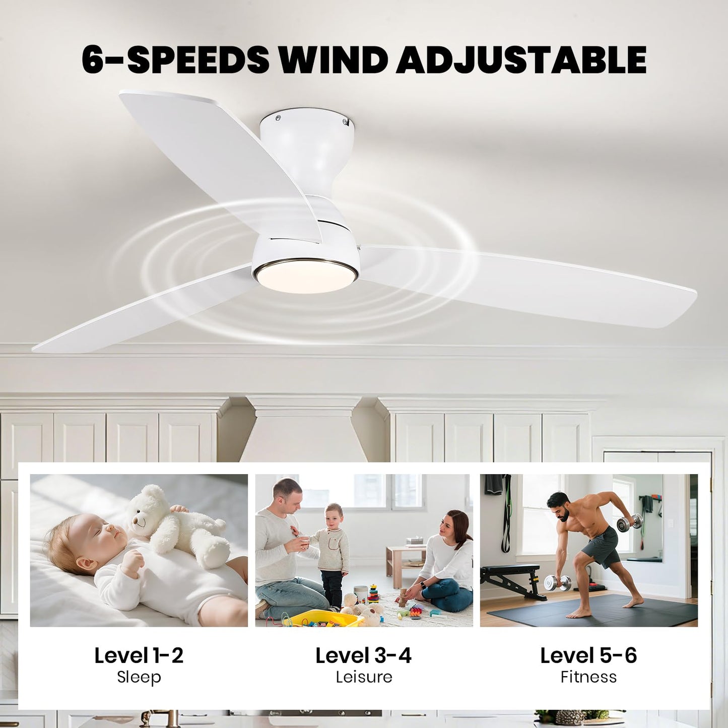 MOOONICHE 52" Fandelier, Ceiling Fan with LED Light and Remote/APP Control, 6-Speeds Reversible Fan Lights, 3CCT, Dimmable, Timable Large Chandelier