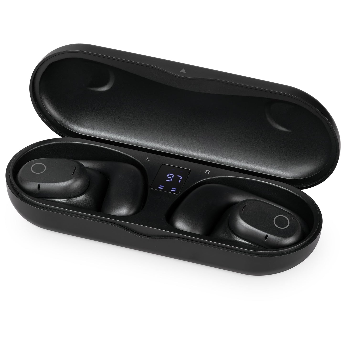 iLive Electronics 16mm Driver Clear Truly Wireless Open Ear Earbuds, Black, IAEBTO34B