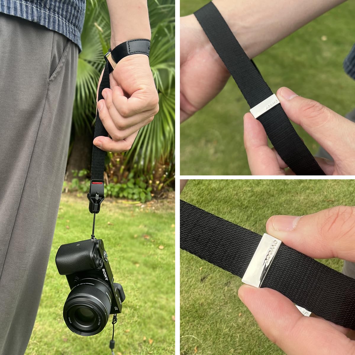 FEFUE Magnetic Buckle Hand Strap [Phone Wrist Strap] Designed for Camera Strap and Phone Strap (Black)
