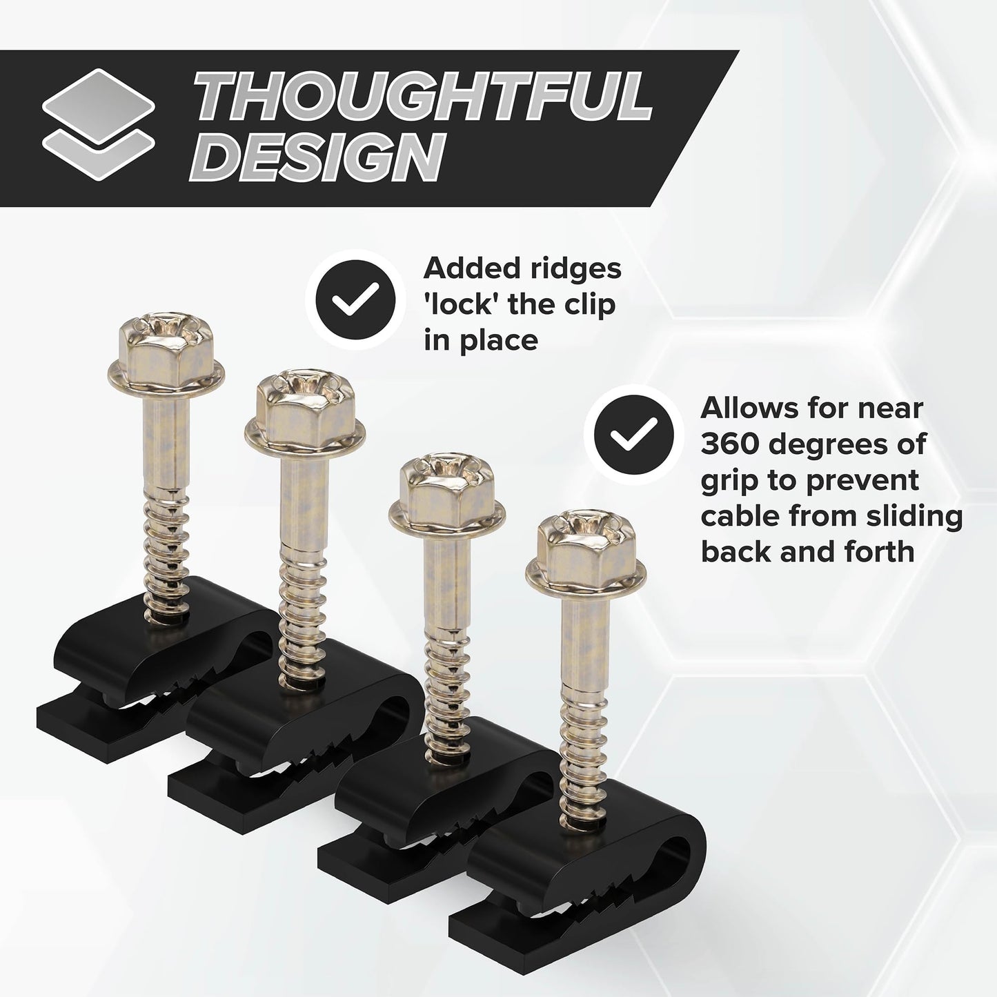THE CIMPLE CO - Mini Wire Cable Clips, Electrical Wire Cable Clip, 1/10 in (3 mm) Screw Clip and Fastener, Black (50 Pieces per Bag)