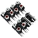 E-outstanding RCA Female Jack 4PCS PCB Mounted AV Concentric Outlet 4 RCA Female Video Socket Right Angle Connector