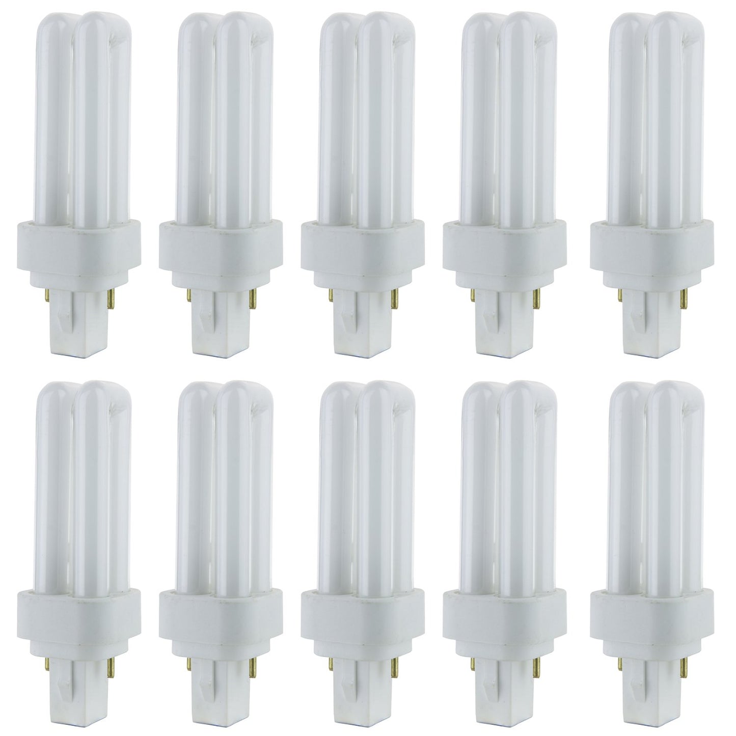 Sunlite PLD9/SP30K/10PK 3000K Warm White Fluorescent 9W PLD Double U-Shaped Twin Tube CFL Bulbs with 2-Pin G23-2 Base (10 Pack)