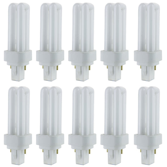 Sunlite PLD9/SP30K/10PK 3000K Warm White Fluorescent 9W PLD Double U-Shaped Twin Tube CFL Bulbs with 2-Pin G23-2 Base (10 Pack)