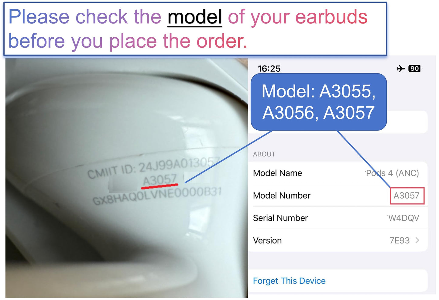 Meenova OEM A3056 One Left Earbuds Replacement (ANC Version) for Pod (4th Generation), Legit Single Left Ear Side Only, Compatible with Original Air 4