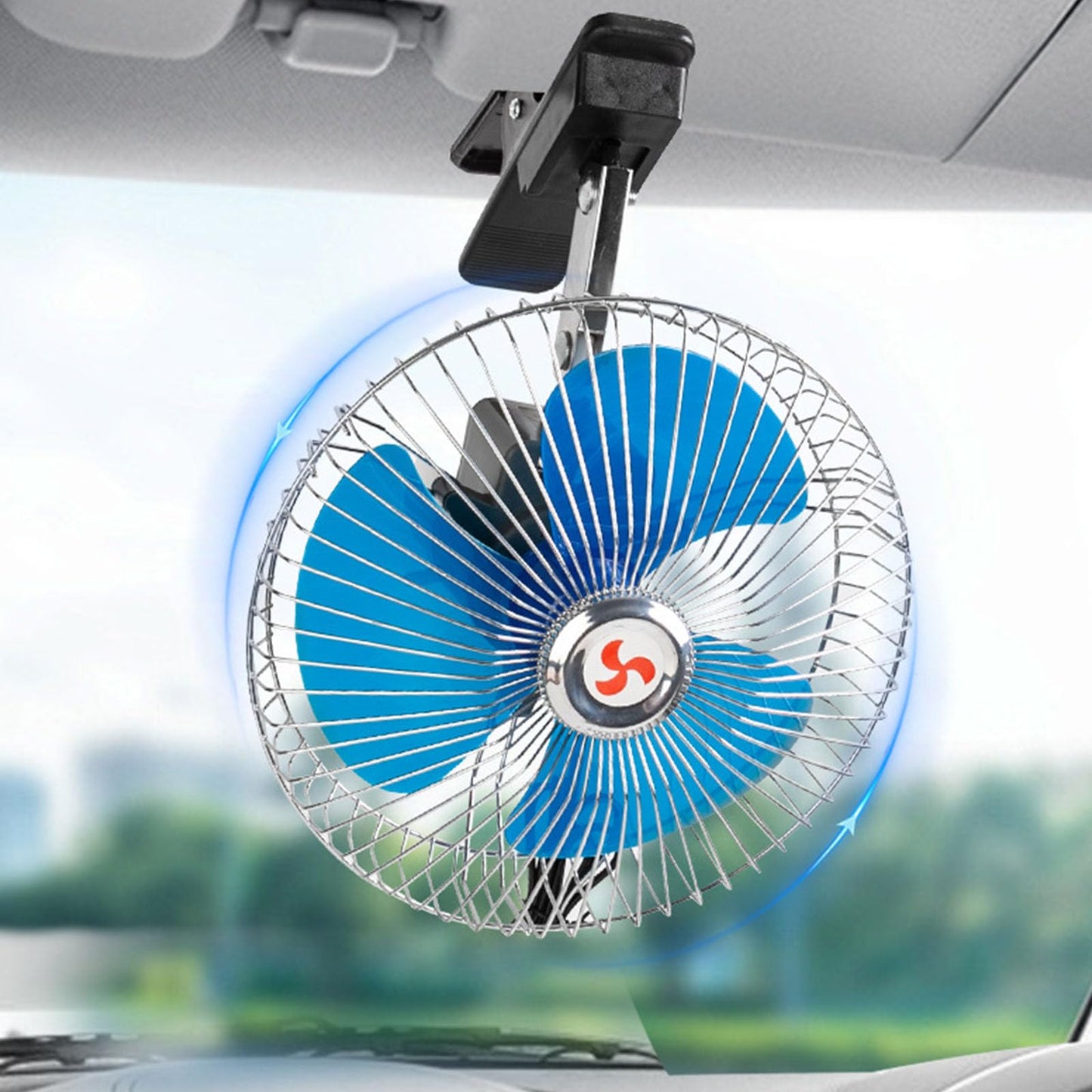 6 Inch 12V Metal Truck Cab Cooling Fan Auto Oscillating Head Portable