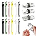 Data Cable Organizer, Elastic Reusable Silicone Cable Straps Cord Organizer for Bundling and Fastening Earphone, Phone Charger (12 PCS)